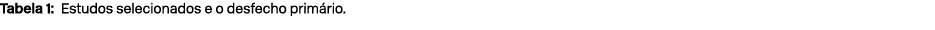 Tabela 1: Estudos selecionados e o desfecho prim rio.