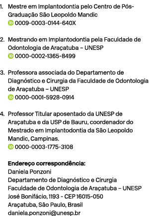 1. Mestre em Implantodontia pelo Centro de P s Gradua o S o Leopoldo Mandic ￼ 0009 0003 0144 640X 2. Mestrando em Im...
