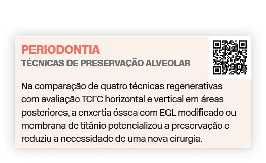 Periodontia T cnicas de preserva o alveolar ￼ Na compara  o de quatro t cnicas regenerativas com avalia  o TCFC hori...